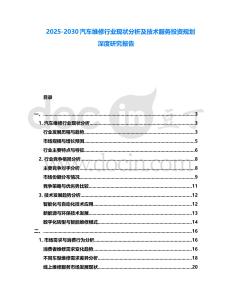 2025-2030汽車維修行業現狀分析及技術服務投資規劃深度研究報告