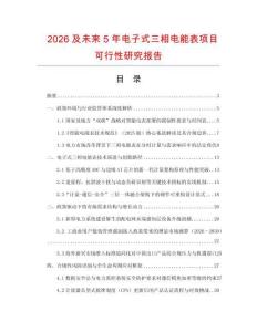 2026及未來5年電子式三相電能表項目可行性研究報告