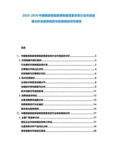 2025-2030中國智能智能家居智能管家系統(tǒng)行業(yè)市場發(fā)展分析及前景預(yù)測與投資規(guī)劃研究報告