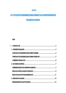 2025-2030石油開采深層裂縫壓裂技術服務行業市場競爭格局投資評估規劃分析報告