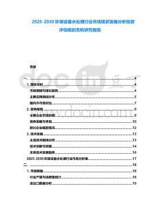 2025-2030環保設備水處理行業市場現狀發展分析投資評估規劃無機研究報告