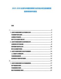 2025-2030全球與中國(guó)互聯(lián)網(wǎng)行業(yè)市場(chǎng)分析及發(fā)展前景趨勢(shì)預(yù)測(cè)研究報(bào)告