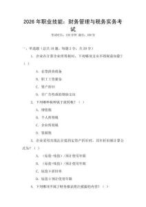 2026年職業技能：財務管理與稅務實務考試