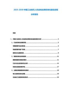 2025-2030中國工業級無人機巡檢應用標準化建設進程分析報告