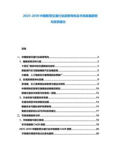 2025-2030中國智慧交通行業政策導向及市場發展趨勢與投資建議