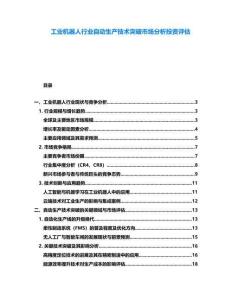 工业机器人行业自动生产技术突破市场分析投资评估