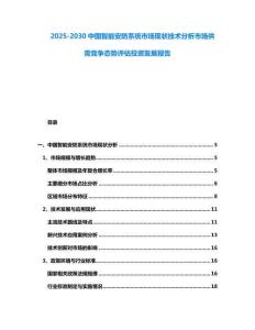 2025-2030中國智能安防系統市場現狀技術分析市場供需競爭態勢評估投資發展報告