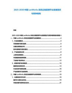 2025-2030中國LonWorks系統云端管理平臺發展現狀與競爭格局