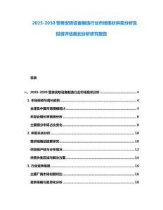 2025-2030警務安防設備制造行業市場現狀供需分析及投資評估規劃分析研究報告