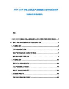 2025-2030中國工業機器人踢踢踏踏行業市場供需現狀及投資布局評估報告