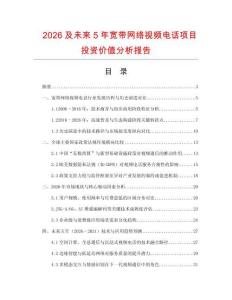 2026及未來5年寬帶網(wǎng)絡(luò)視頻電話項(xiàng)目投資價(jià)值分析報(bào)告