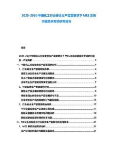 2025-2030中國化工行業安全生產監管要求下MES系統功能需求專項研究報告