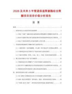 2026及未來5年管道保溫聚氨酯組合聚醚項(xiàng)目投資價值分析報告