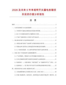 2026及未來5年單相帶開關漏電表箱項目投資價值分析報告