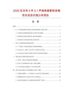 2026及未來5年2.1聲道家庭影院音箱項目投資價值分析報告