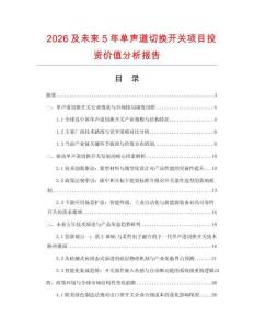 2026及未來(lái)5年單聲道切換開(kāi)關(guān)項(xiàng)目投資價(jià)值分析報(bào)告