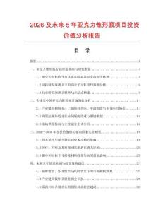 2026及未來5年亞克力錐形瓶項目投資價值分析報告