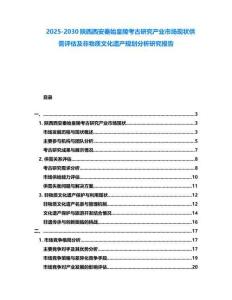 2025-2030陜西西安秦始皇陵考古研究產(chǎn)業(yè)市場(chǎng)現(xiàn)狀供需評(píng)估及非物質(zhì)文化遺產(chǎn)規(guī)劃分析研究報(bào)告