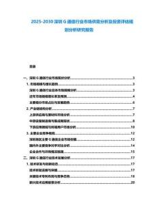 2025-2030深圳G通信行業市場供需分析及投資評估規劃分析研究報告