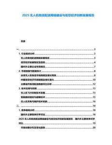 2025無人機(jī)物流配送網(wǎng)絡(luò)建設(shè)與低空經(jīng)濟(jì)創(chuàng)新發(fā)展報告