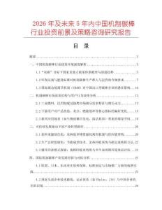2026年及未來5年內中國機制碳棒行業投資前景及策略咨詢研究報告