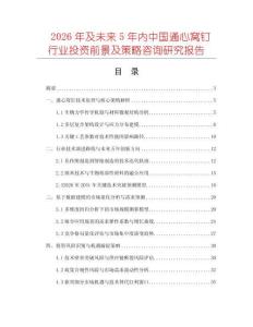 2026年及未來5年內中國通心窩釘行業投資前景及策略咨詢研究報告