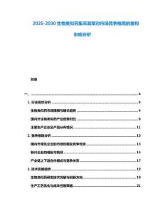 2025-2030生物類似藥集采政策對市場競爭格局的重構影響分析
