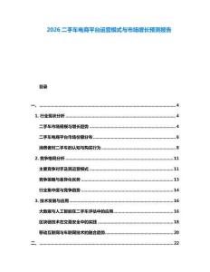 2026二手車電商平臺運營模式與市場增長預測報告
