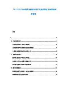 2025-2030中國元宇宙虛擬地產交易活躍度下降原因探析報告