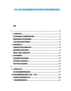 2026動(dòng)力電池回收網(wǎng)點(diǎn)標(biāo)準(zhǔn)化建設(shè)與環(huán)保合規(guī)要求報(bào)告