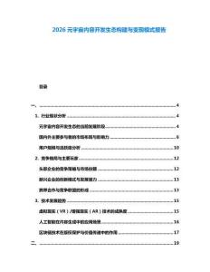 2026元宇宙內(nèi)容開發(fā)生態(tài)構(gòu)建與變現(xiàn)模式報(bào)告