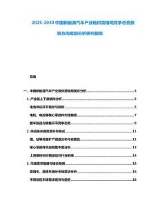 2025-2030中國新能源汽車產(chǎn)業(yè)鏈供需格局競爭態(tài)勢投資方向規(guī)劃分析研究報告
