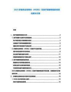 2025多服務業務網關（MSBG）在醫療健康領域的場景化解決方案