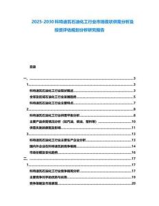 2025-2030科特迪瓦石油化工行業市場現狀供需分析及投資評估規劃分析研究報告