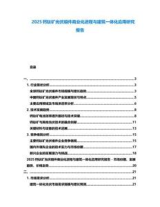 2025鈣鈦礦光伏組件商業(yè)化進程與建筑一體化應用研究報告