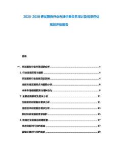 2025-2030研發服務行業市場供奉關系探討及投資評估規劃評估報告