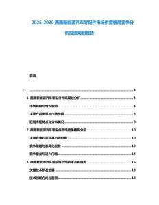 2025-2030西南新能源汽車零配件市場供需格局競爭分析投資規(guī)劃報告