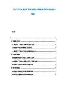 2025-2030散裝礦石運輸行業發展趨勢及投資風險評估報告