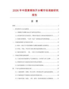 2026年中國黃銅快開水嘴市場調查研究報告