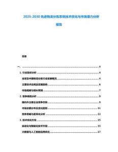 2025-2030先進物流分揀系統技術優化與市場潛力分析報告