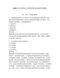 2026年天津職業大學單招職業技能考試題庫帶答案詳解（輕巧奪冠）