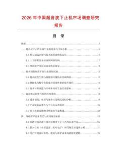 2026年中國超音波下止機市場調查研究報告