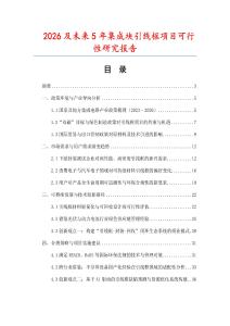 2026及未來5年集成塊引線框項目可行性研究報告