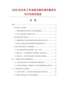 2026及未來5年油浸式磁性調(diào)壓器項目可行性研究報告