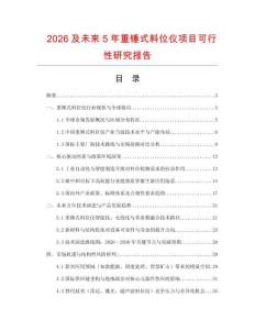 2026及未來5年重錘式料位儀項目可行性研究報告