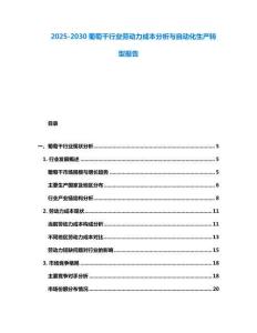 2025-2030葡萄干行業(yè)勞動力成本分析與自動化生產(chǎn)轉(zhuǎn)型報告
