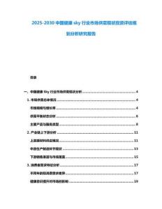2025-2030中國健康sky行業市場供需現狀投資評估規劃分析研究報告