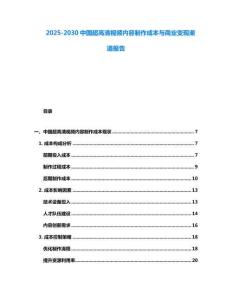 2025-2030中國超高清視頻內容制作成本與商業變現渠道報告