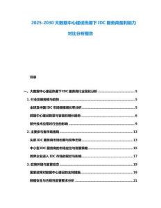 2025-2030大數據中心建設熱潮下IDC服務商盈利能力對比分析報告