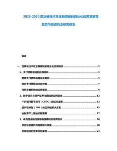 2025-2030區塊鏈技術在金融領域的商業化應用及監管趨勢與投資機會研究報告
